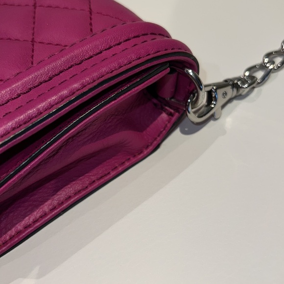 Rebecca Minkoff fuchsia pink leather clutch shoulder bag removable chain straps - Picture 5 of 7